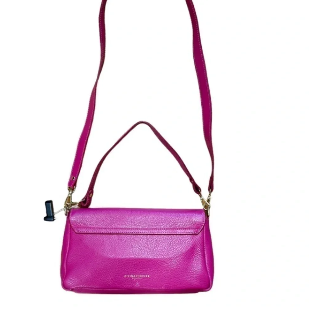 Divina Firenze Italian Pebbled Leather Pink Clutch/Crossbody/Shoulder Bag
